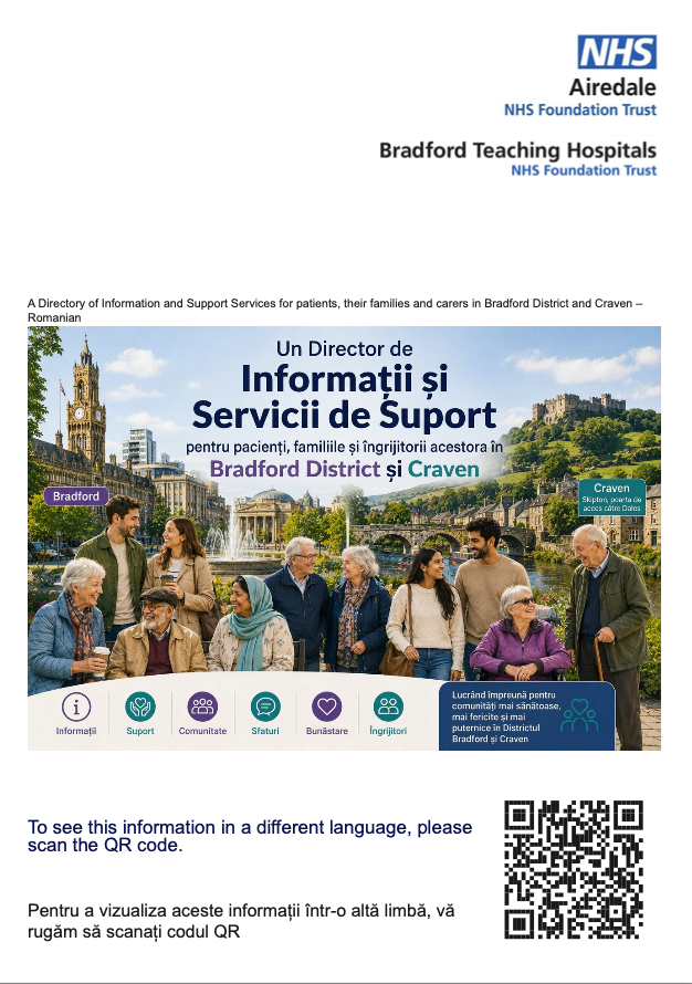 Un director de informații și servicii de suport pentru pacienți, familiile și îngrijitorii acestora în Bradford District și Craven